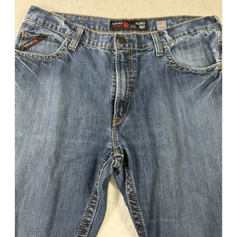 Ariat M4 FR Relaxed Boot Jeans Mens 38x32 Medium Wash CAT 2 Flame Resistant